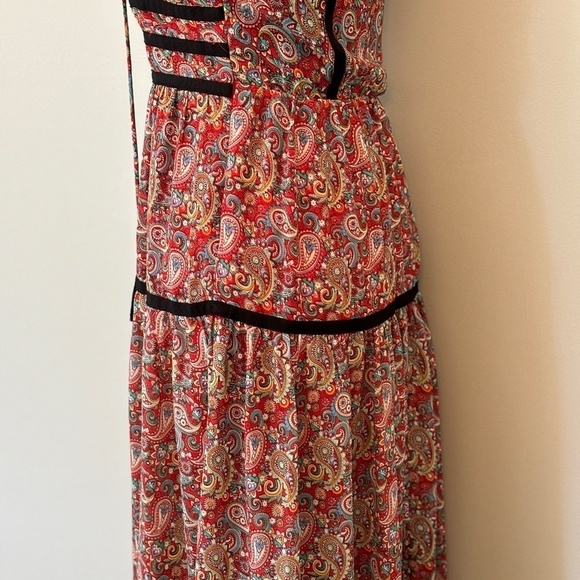 Lulus Paisley Wide Open Spaces Maxi Dress Red Women's Size Small - Picture 7 of 16